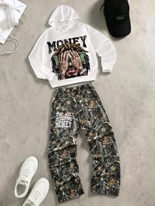 Coolqubz 2件組 男士青少年街頭風印花滿版連帽衛衣套頭衫與直筒長褲套裝，寬鬆版型，舒適實用百搭，適合秋冬春季，適用日常穿著、通勤、戶外活動、運動、校園、街頭穿搭、派對與拍照 - 彩色 - 查看 8