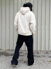 Harrin Don Harrin Don 男士连帽宽松长袖套头卫衣 - 杏色 - 查看 2