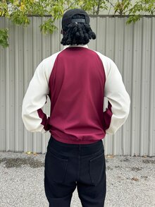 Harrin Don Harrin Don 男士對比色印花長袖夾克外套美式足球風 - 酒紅色 - 查看 4