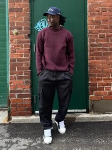Harrin Don Harrin Don ANDREILEE Sweater Pullover Kasual Pria, Gaya Streetwear, Warna Polos, Lengan Panjang, Leher Bulat, Ringan, Poliester, Cocok Untuk Musim Semi, Gugur, dan Musim Dingin - Burgundy - View 4