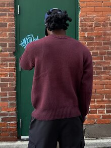 Harrin Don Harrin Don ANDREILEE Sweater Pullover Kasual Pria, Gaya Streetwear, Warna Polos, Lengan Panjang, Leher Bulat, Ringan, Poliester, Cocok Untuk Musim Semi, Gugur, dan Musim Dingin - Burgundy - View 3