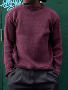Harrin Don Harrin Don ANDREILEE Sweater Pullover Kasual Pria, Gaya Streetwear, Warna Polos, Lengan Panjang, Leher Bulat, Ringan, Poliester, Cocok Untuk Musim Semi, Gugur, dan Musim Dingin - Burgundy - View 6