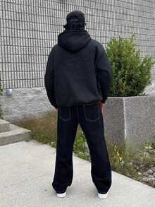 Harrin Don Harrin Don 男士黑色简约直筒牛仔裤，宽松百搭通勤休闲裤，四季皆宜的街头时尚单品 - 黑色 - 查看 2