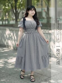 Bijouette 大尺碼夏季限量版黑白紮染無袖洋裝 泡泡袖 高腰收腰 A字裙 度假仙氣舒適休閒風 - 黑與白 - 查看 9