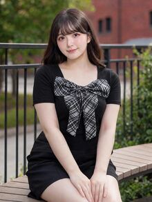 SHEIN Unity 大尺碼女款蝴蝶結裝飾休閒百搭日常出遊短袖T恤 - 黑色 - 查看 6