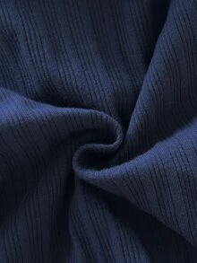 SHEIN Boys' Spring/Autumn Deep Blue Ribbed Collar Long Sleeve Shirt, Gentleman Minimalist Versatile Comfortable Casual Suitable For Indoor/Outdoor Activities And Multiple Occasions - Navy Blue - View 8