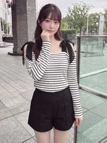 Bijouette Atasan Rajut Leher Persegi Bergaris Ukuran Plus Elastis Kasual Elegan Mode Musim Gugur, Lapisan Dasar Lengan Panjang Pas Ramping dengan Pita Jala dan Bahu Terbuka - Hitam dan Putih - View 15