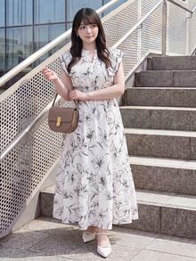 Bijouette Plus Floral Print Ruffle Trim Dress - Black and White - View 6