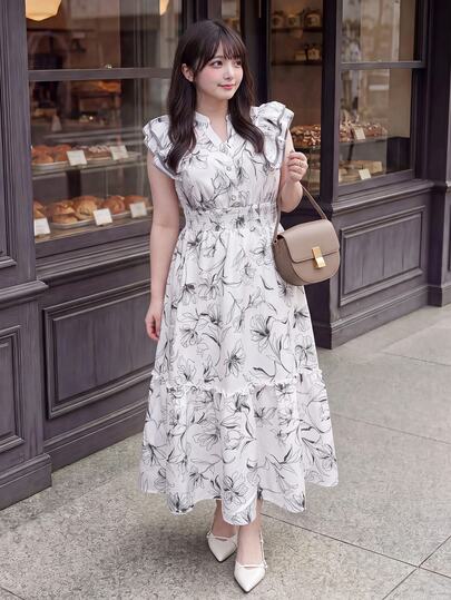 Bijouette Gaun Berenda Motif Bunga Ukuran Plus