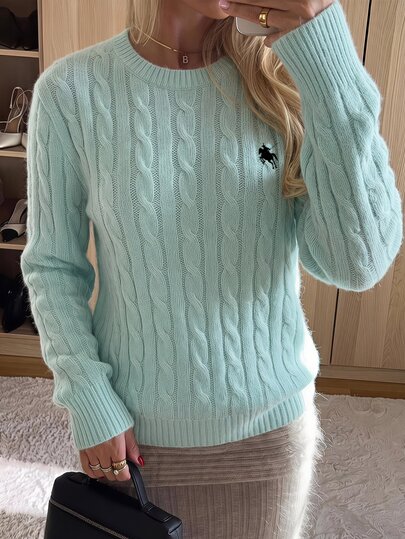 Siren Gaze Women's Knight Pattern Casual Classic Preppy Daily Office Brunch School Knit Top Mint Green Autumn Teachers' Day