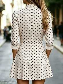 Trelyra Women's Polka Dot Casual Daily Summer Mini Dress - Khaki - View 2