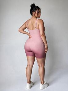 Velisys Velisys Rompi Olahraga Kasual Lipit Warna Polos Ukuran Plus untuk Wanita, Cocok untuk Perjalanan Sehari-hari - Dusty Pink - View 3