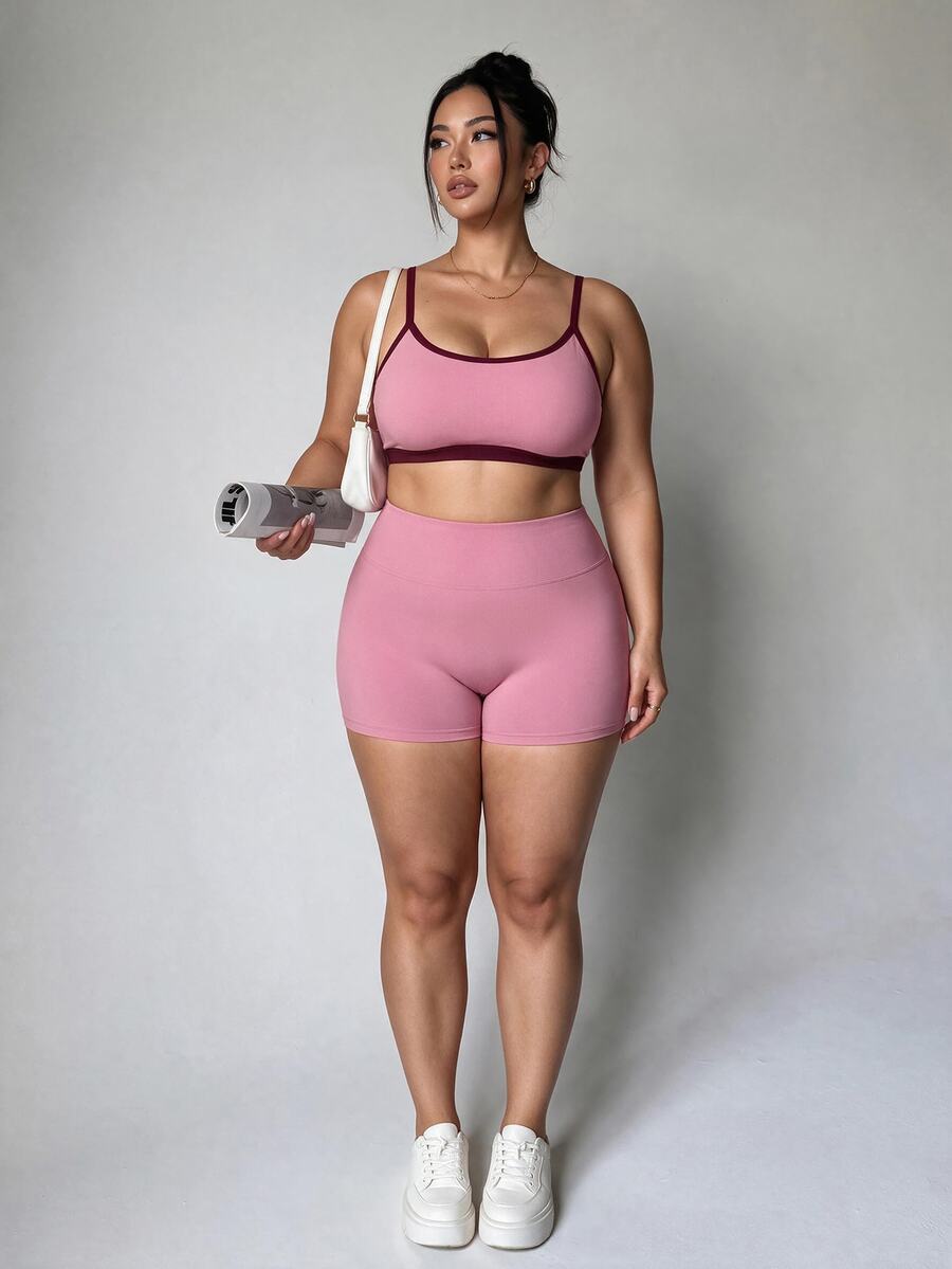 Velisys Velisys Women's Plus Size Colorblock Casual Alternative Daily Sports Camisole Tank Top Gym Pink Summer - Dusty Pink - View 1