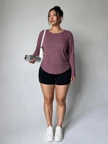 Velisys Velisys Women's Plus Size Solid Color Casual Daily Travel Sports T-Shirt - Black and White - View 3