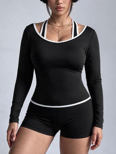 Velisys Velisys Women's Plus Size Colorblock Casual Daily Travel Sports T-Shirt