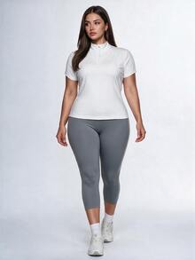SHEIN Velisys Women Plus Size Sports Tees Tanks Gym Golf White Summer Alternative - White - View 1
