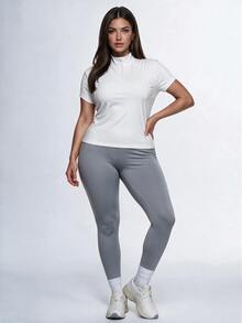 SHEIN Velisys Women Plus Size Sports Tees Tanks Gym Golf White Summer Alternative - White - View 2