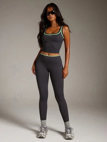 Athîral Women's Casual Sports Colorblock Set - Grey - View 5