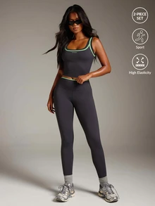 Athîral Women's Casual Sports Colorblock Set - Grey - View 1