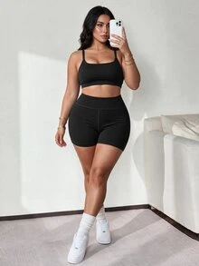 Slayform Slayform 2PCS Women Plus Size Sports Alternative Shorts Gym Gray Summer - Multicolor - View 2