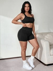 Slayform Slayform 2PCS Women Plus Size Sports Alternative Shorts Gym Gray Summer - Multicolor - View 5