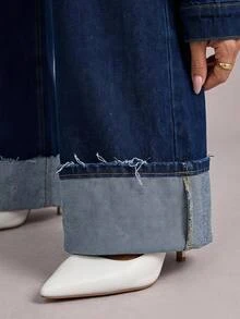SHEIN Tall Women Denim Two-Piece Outfits - Dark Wash - View 5