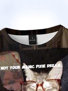 Y2Kool BiGraphic Women's Y2K Cat Animals Print Cropped Round Neck Tank Top, Wedding Guest, Music Festival, Musician, Night Club - Multicolor - View 3