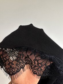 Siren Gaze Women's Lace Patchwork Casual Simple Elegant Versatile Daily Wear Going Out Knit Top Brunch Night Out Black Summer - Black - View 5