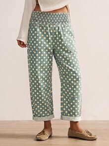 Bohemela Women's Loose Solid Color Woven Wide Leg Pants, Spring/Summer - Medium Wash - View 2