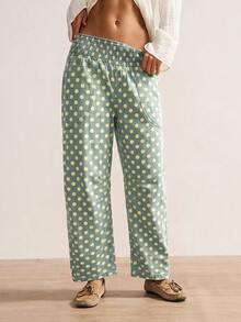 Bohemela Women's Loose Solid Color Woven Wide Leg Pants, Spring/Summer - Medium Wash - View 6