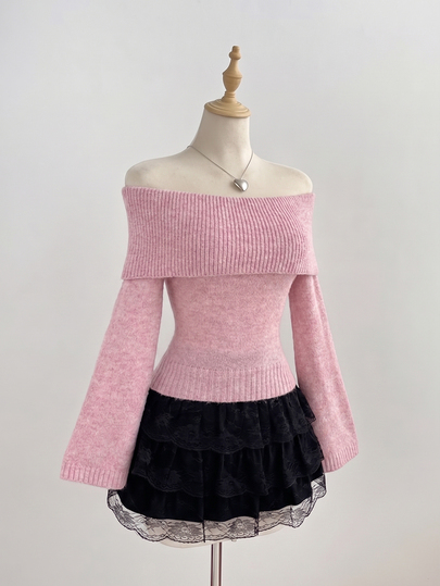 Dulcita Women's Sexy Off-Shoulder Top, Fashionable Casual Versatile Sweater, Daily Commute Sexy Outfit