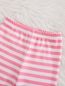 SHEIN Infant Toddler Cute Comfortable Cartoon Print Pattern Fitted Pajama Set Loungewear Set - Pink - View 8