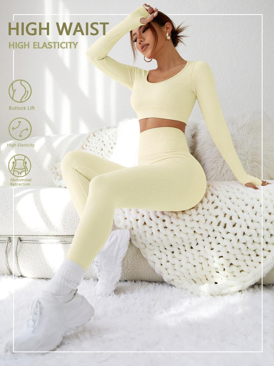 Sovereign Charm Solid Slim Fit Sportswear Set Workout Women Set Women Leggings Set