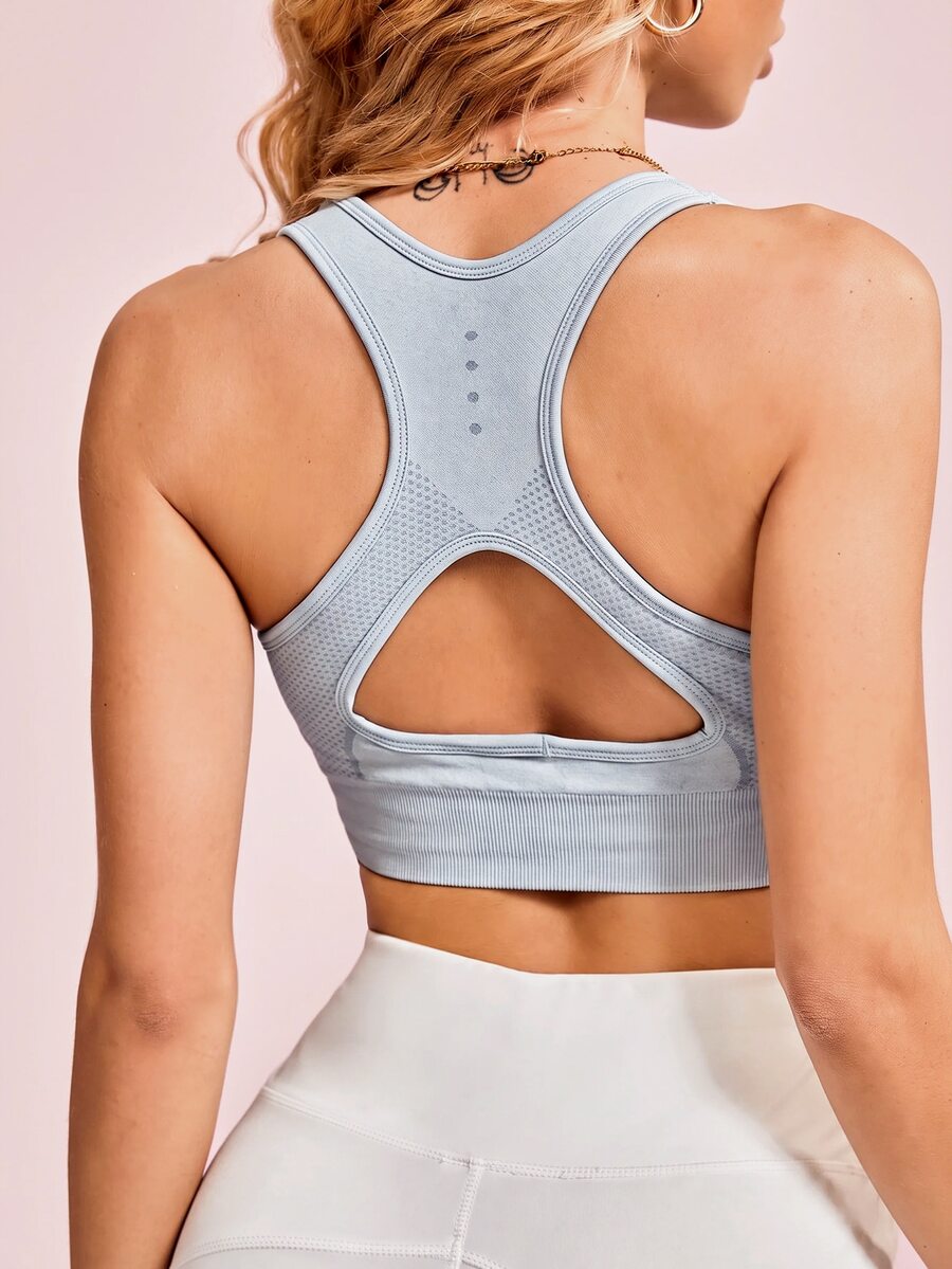SHEIN Sovereign Charm Seamless Cut Out Back Sports Bra