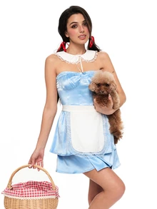 ROMWE Avant Colorblock Ruffle Hem Tube Dress With Apron - Blue - View 5