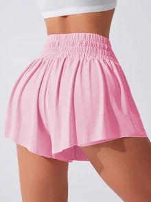 SHEIN Sovereign Charm Women's High Waist Tie Pocket Fashion Sports Shorts - Pink - View 2
