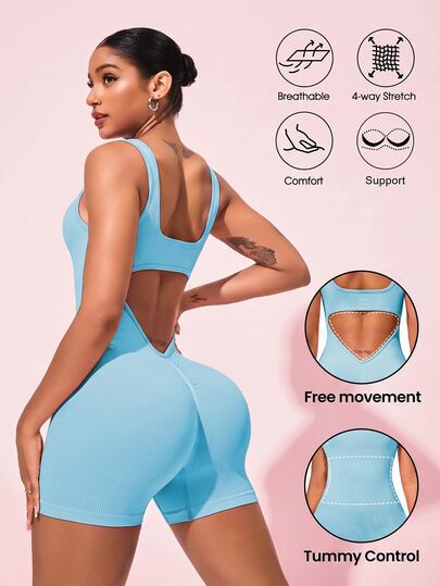 Sovereign Charm Women's Sports Fitness Jumpsuit, Fitted Stylish Dance Yoga Outfit