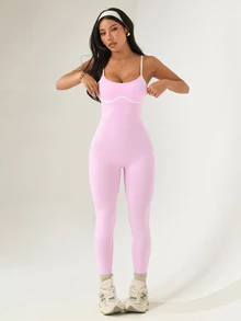 Sovereign Charm Women's Backless Camisole Jumpsuit Pink Athletic Jumpsuit - Pink - View 4
