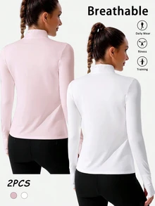Sovereign Charm 2pcs/Set Casual Solid Color Zipper Sweatshirt & Sweatpants Tracksuit Athleisure Tops - Multicolor - View 3