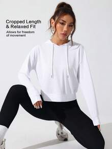 SHEIN Sovereign Charm بلوزة رياضية نسائية بطباعة حرفية بسيطة وتصميم مفتوح - أبيض - مشاهدة 6