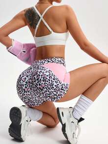 Sovereign Charm Leopard Print High Waist Tights Shorts With Pockets, Suitable For Summer Biker Shorts Spandex Short - Multicolor - View 4