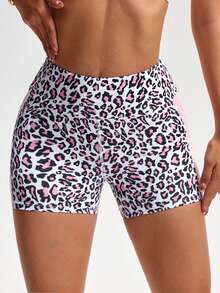 Sovereign Charm Leopard Print High Waist Tights Shorts With Pockets, Suitable For Summer Biker Shorts Spandex Short - Multicolor - View 6