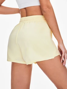 Sovereign Charm Women's Solid Color Slit Drawstring Waist Casual Sports Shorts, Summer - Multicolor - View 3