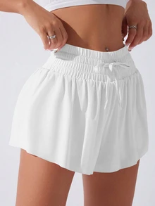 Sovereign Charm Women's Summer White Drawstring Waist Pocket Casual Versatile Daily Wear Skort - White - View 3