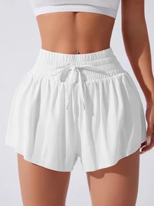 Sovereign Charm Women's Summer White Drawstring Waist Pocket Casual Versatile Daily Wear Skort - White - View 5