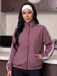 Muchica Women's Plaid Casual Versatile Daily Travel Sports Jacket - Red - View 8