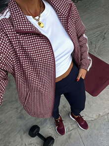 Muchica Women's Plaid Casual Versatile Daily Travel Sports Jacket - Red - View 1