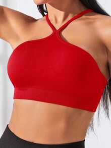 Solea Cove Solea Cove Women Solid Color Sports Camisole, & Versatile For Chinese New Year - Red - View 5