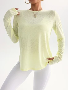 Solea Cove Solea Cove Raglan Sleeve Asymmetrical Hem Sports Tee White Gym Topactivewear Topsworkout Tank Top - Yellow - View 2