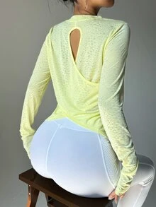 Solea Cove Solea Cove Raglan Sleeve Asymmetrical Hem Sports Tee White Gym Topactivewear Topsworkout Tank Top - Yellow - View 7